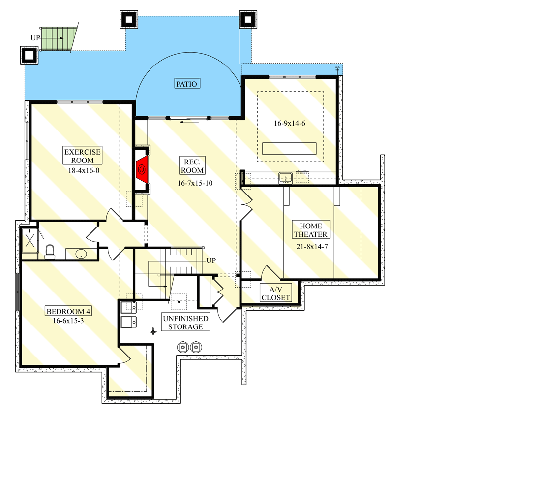 Plan 95190RW: Contemporary Country House Plan Under 3000 Square Feet with Barrel-Arched Entry - Floor Plan - Optionally Finished Lower Level - Craftsman, Mountain, New American, Transitional