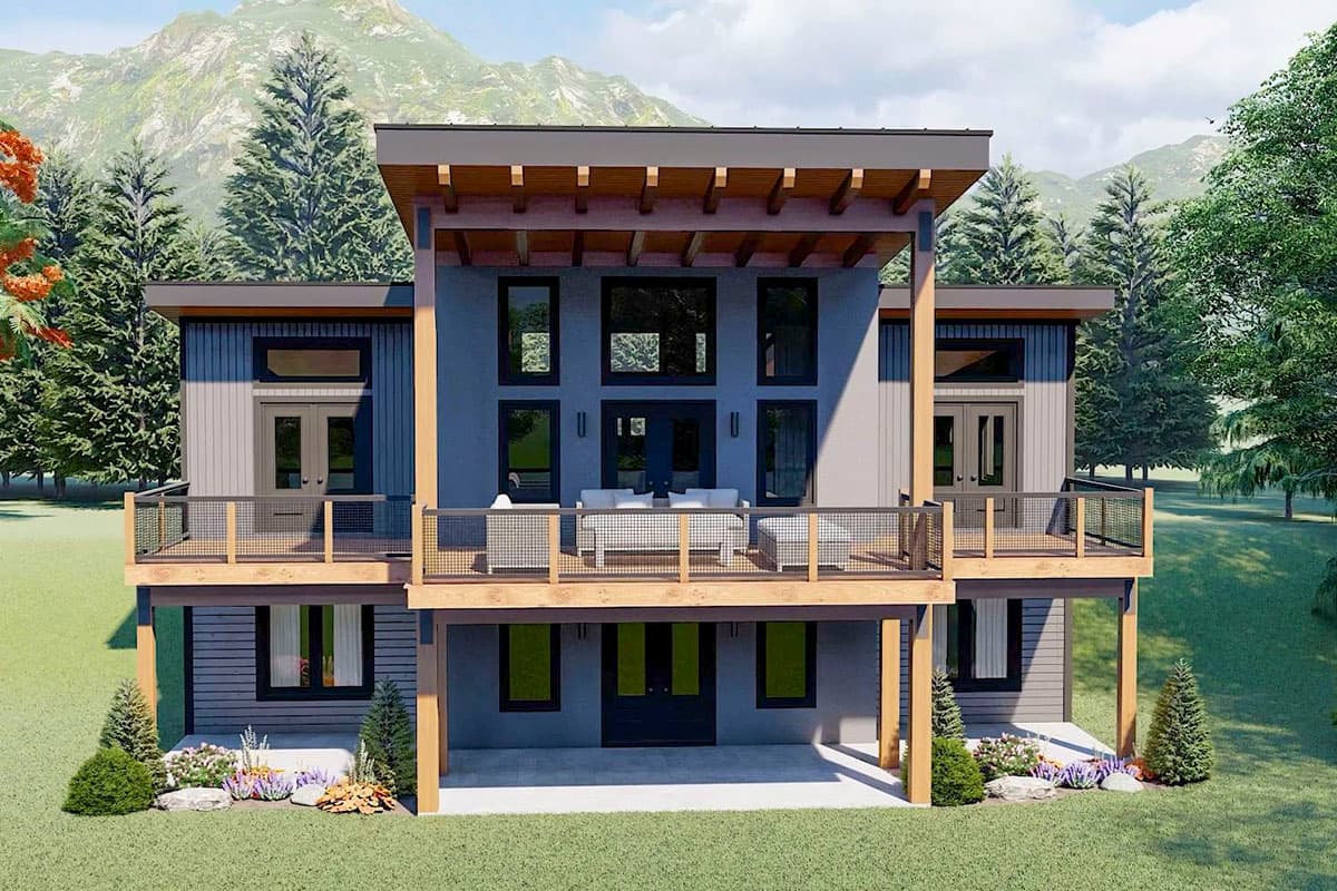 Plan 680052VR: Contemporary Mountain Home Plan Under 2100 Square Feet with Dramatic Covered Entry - Image #6 - Contemporary, Mid Century Modern, Mountain, Rustic