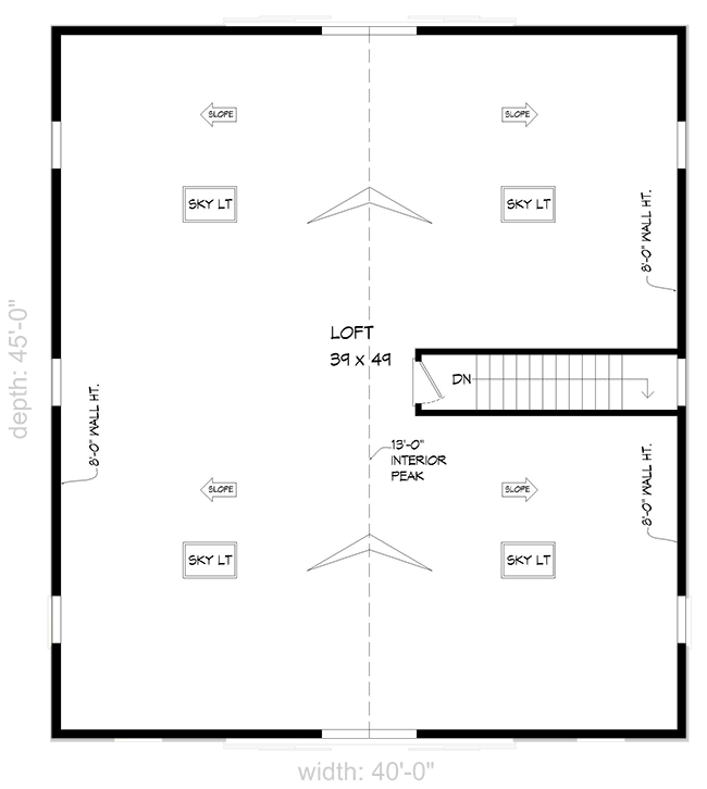 Plan 680053VR: 1800 Square Foot Barn with Vaulted Loft Above - Floor Plan - 2nd Floor - Barndominium, Country, Rustic