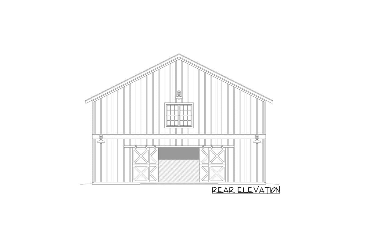 Plan 680053VR: 1800 Square Foot Barn with Vaulted Loft Above - Image #5 - Barndominium, Country, Rustic