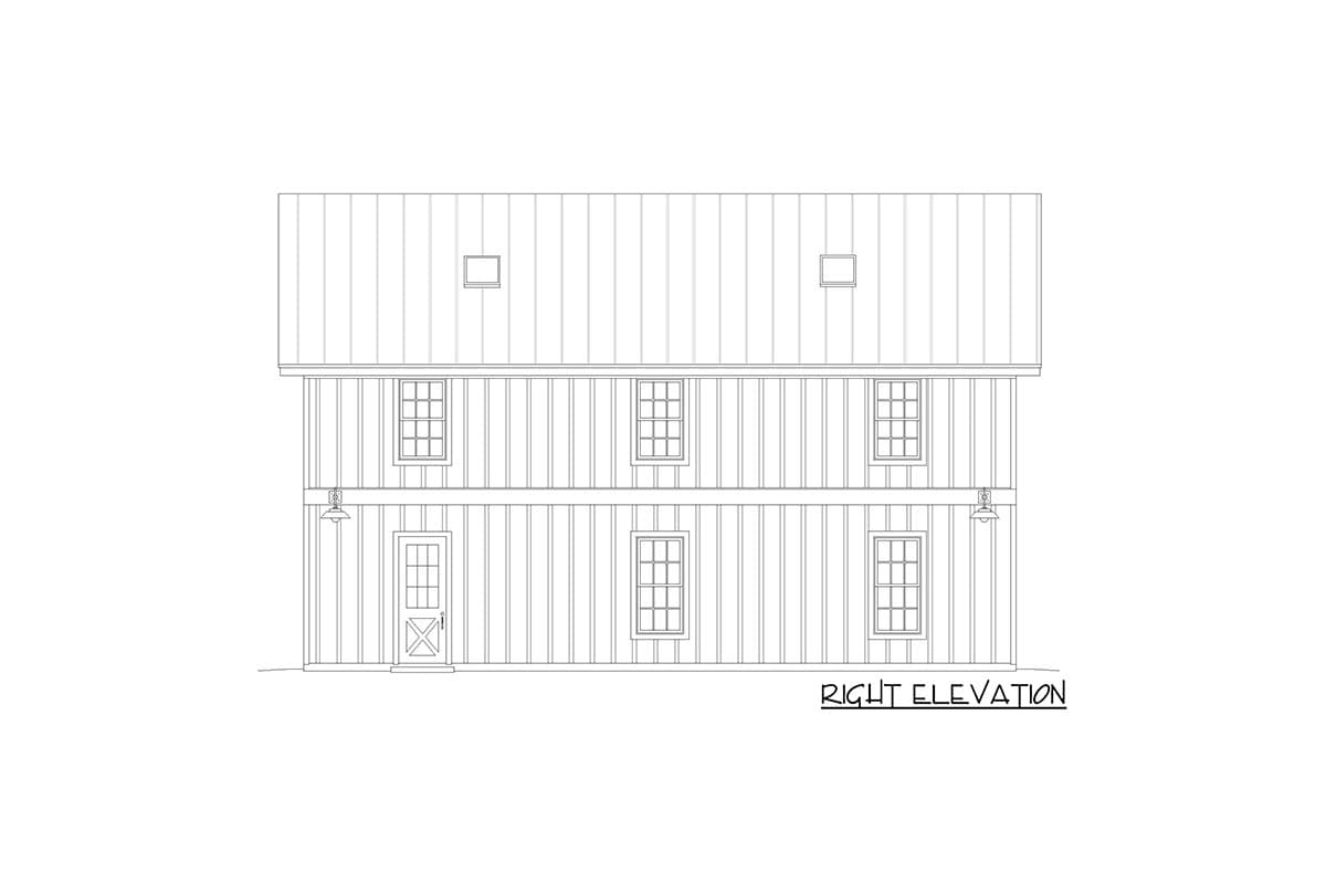 Plan 680053VR: 1800 Square Foot Barn with Vaulted Loft Above - Image #6 - Barndominium, Country, Rustic