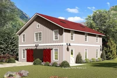 1800 Square Foot Barn with Vaulted Loft Above