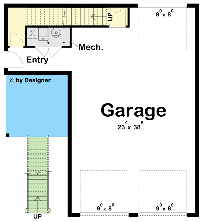 Plan 623173DJ: 1100 Square Foot Carriage House Plan with a Mediterranean Vibe  - Floor Plan - Main Level - Carriage, Coastal, European, Mediterranean