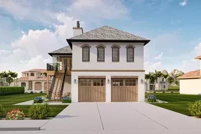 1100 Square Foot Carriage House Plan with a Mediterranean Vibe 
