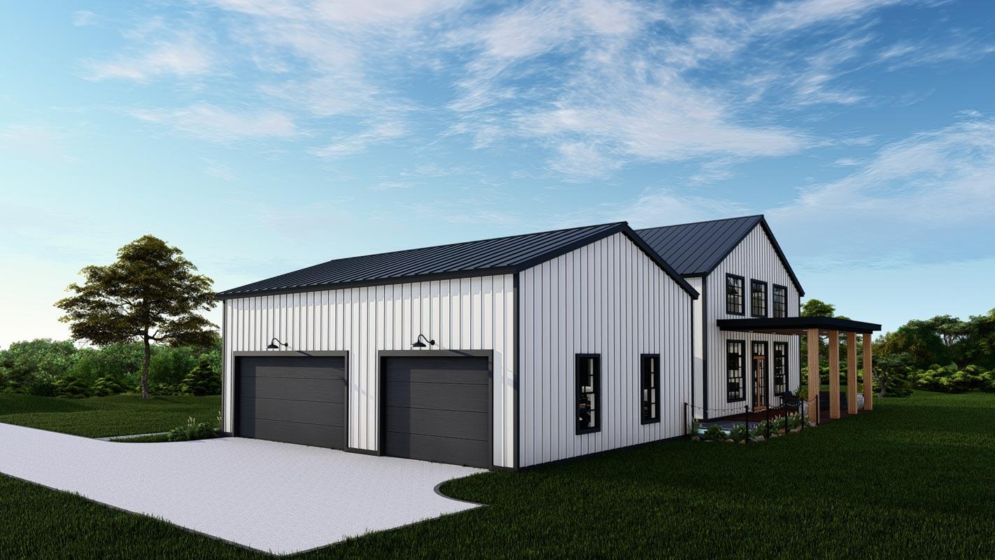 Plan 25430TF: Transitional Farmhouse Plan with Vaulted Living / Dining Area and Loft - 3551 Sq Ft - Image #4 - Barndominium, Contemporary, Country, Modern Farmhouse, New American, Rustic, Transitional