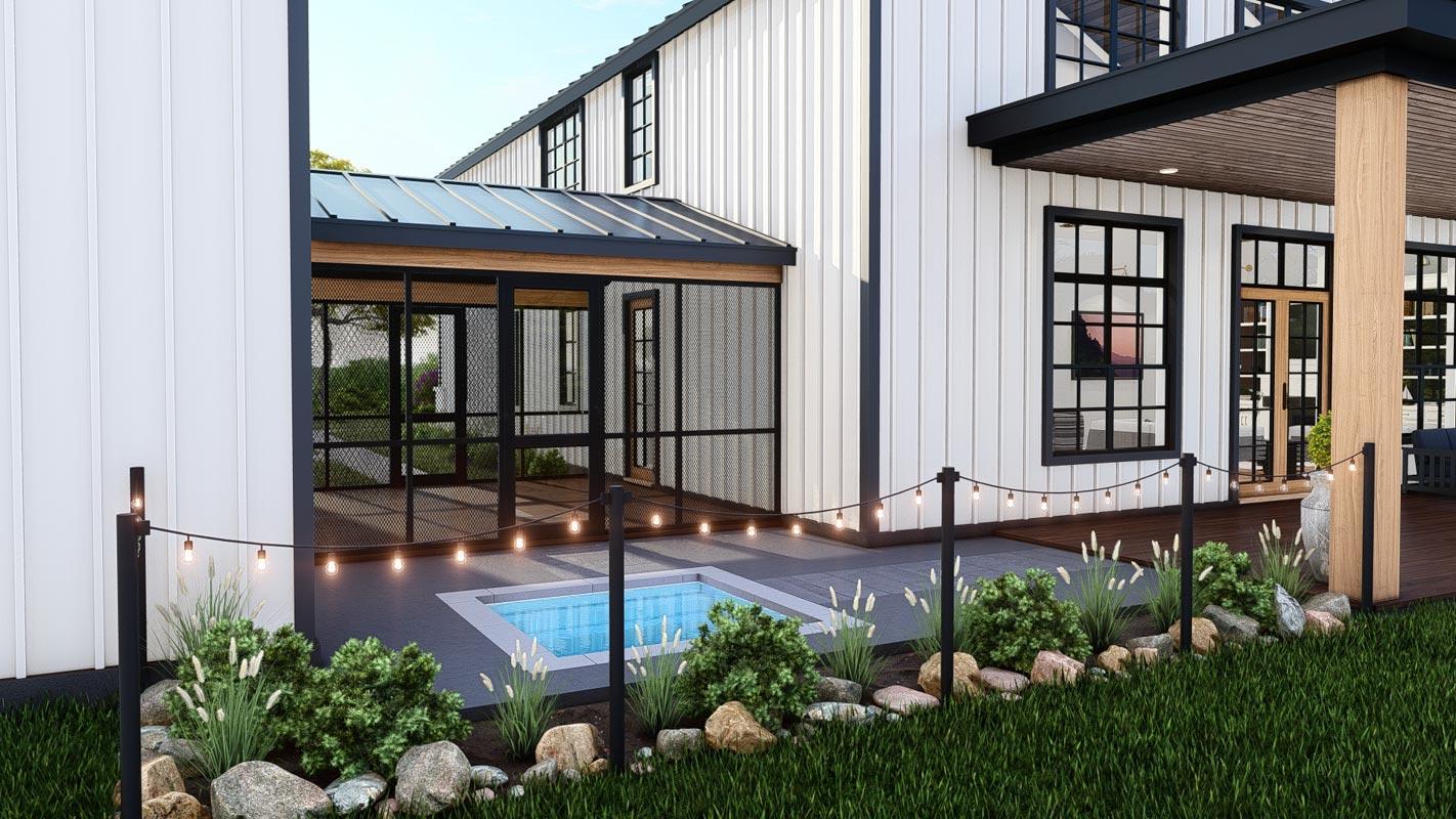 Plan 25430TF: Transitional Farmhouse Plan with Vaulted Living / Dining Area and Loft - 3551 Sq Ft - Image #5 - Barndominium, Contemporary, Country, Modern Farmhouse, New American, Rustic, Transitional