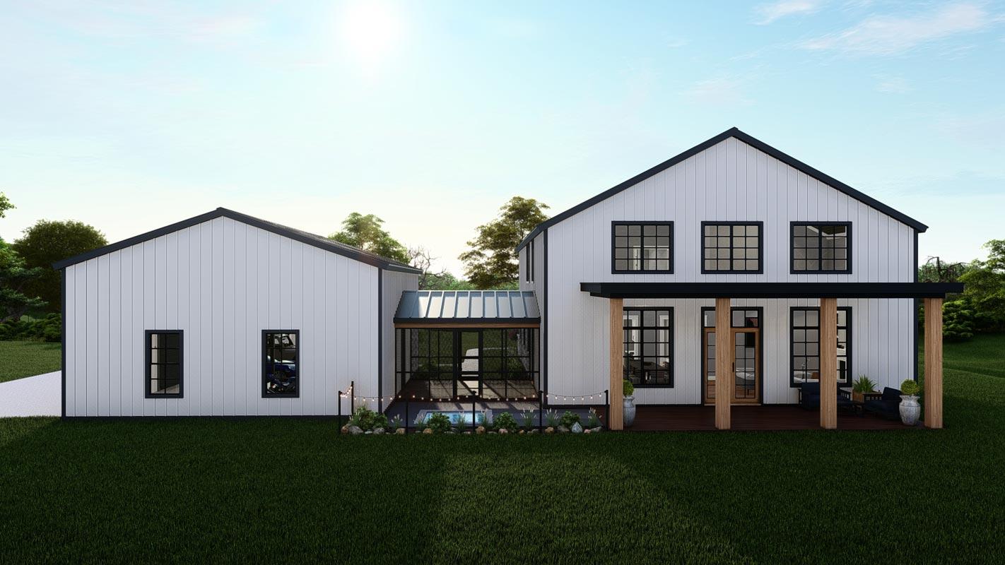Plan 25430TF: Transitional Farmhouse Plan with Vaulted Living / Dining Area and Loft - 3551 Sq Ft - Image #6 - Barndominium, Contemporary, Country, Modern Farmhouse, New American, Rustic, Transitional