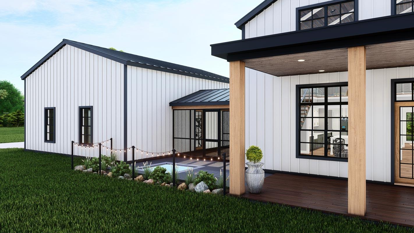 Plan 25430TF: Transitional Farmhouse Plan with Vaulted Living / Dining Area and Loft - 3551 Sq Ft - Image #7 - Barndominium, Contemporary, Country, Modern Farmhouse, New American, Rustic, Transitional