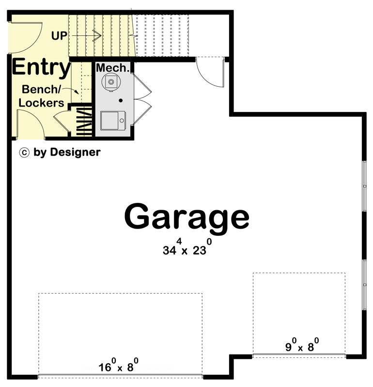 Plan 623174DJ: New American Carriage House Plan with 3-Car Garage - Floor Plan - Main Level - Carriage, Country, Modern Farmhouse, New American