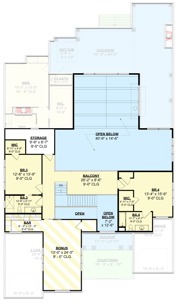 Plan 871028JEN: Mountain Modern House Plan with Courtyard Entry and 2-Story Great Room - Floor Plan - 2nd Floor - Contemporary, Mid Century Modern, Modern, Mountain, Northwest