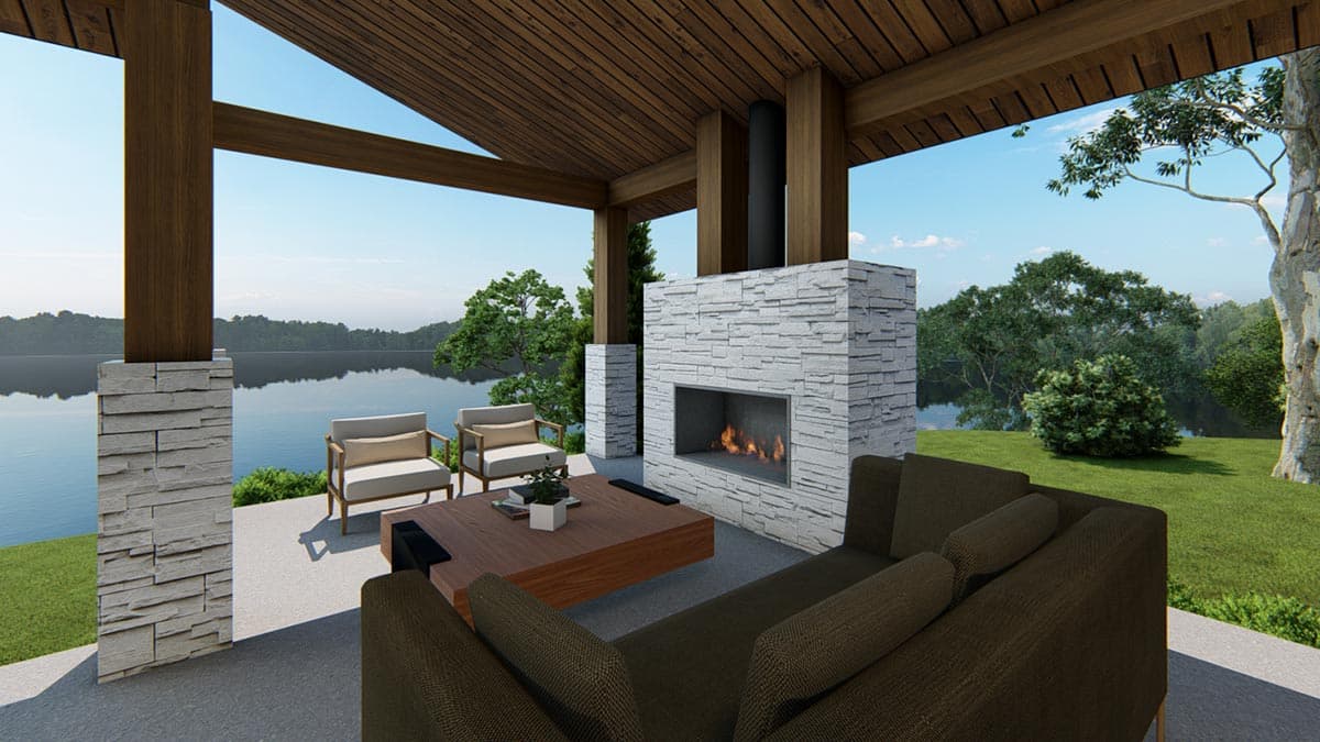 Plan 871028JEN: Mountain Modern House Plan with Courtyard Entry and 2-Story Great Room - Image #7 - Contemporary, Mid Century Modern, Modern, Mountain, Northwest