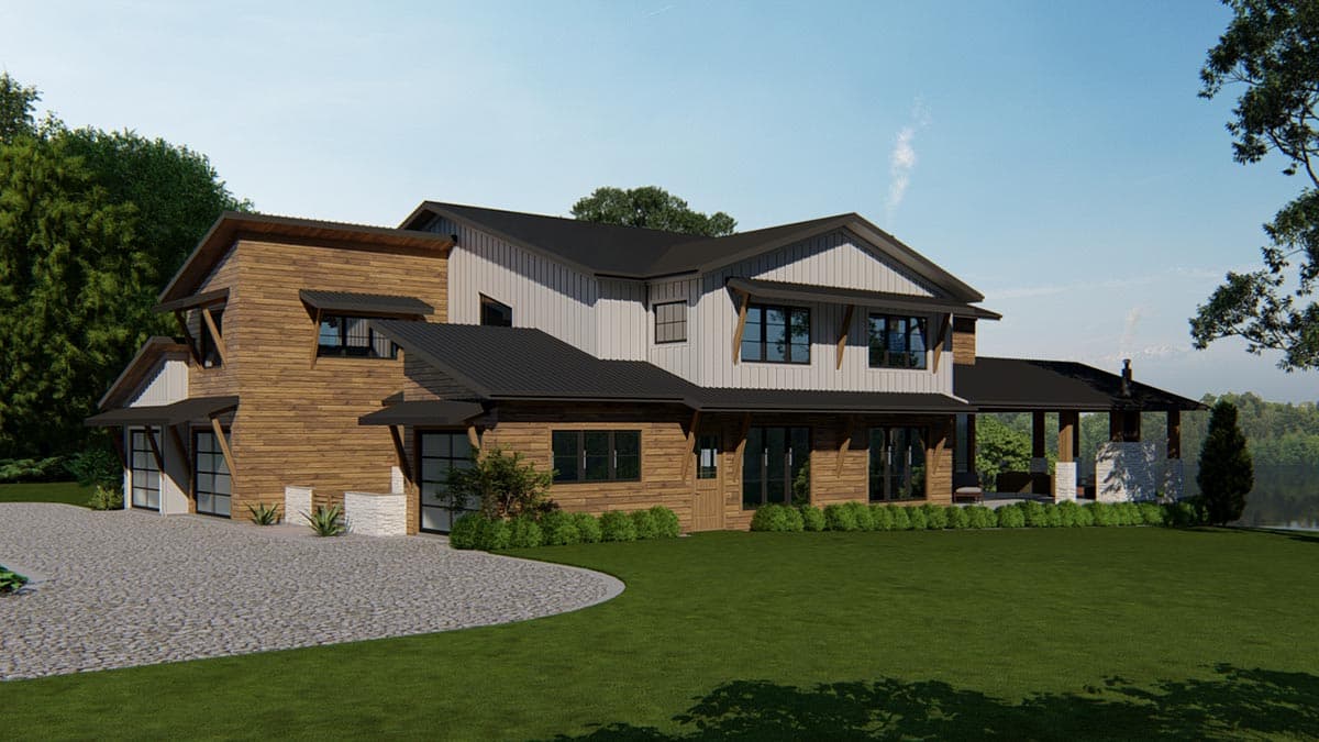 Plan 871028JEN: Mountain Modern House Plan with Courtyard Entry and 2-Story Great Room - Image #9 - Contemporary, Mid Century Modern, Modern, Mountain, Northwest