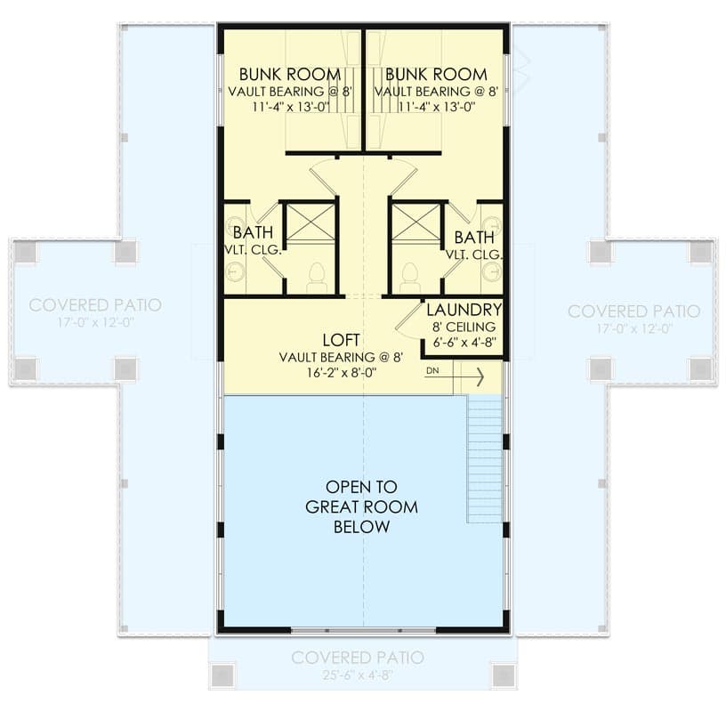 Plan 490095NAH: 3-Bedroom Modern Barndominium-Style House Plan under 2000 Square Feet - Floor Plan - 2nd Floor - Barndominium, Country, Modern Farmhouse, Mountain, New American, Vacation