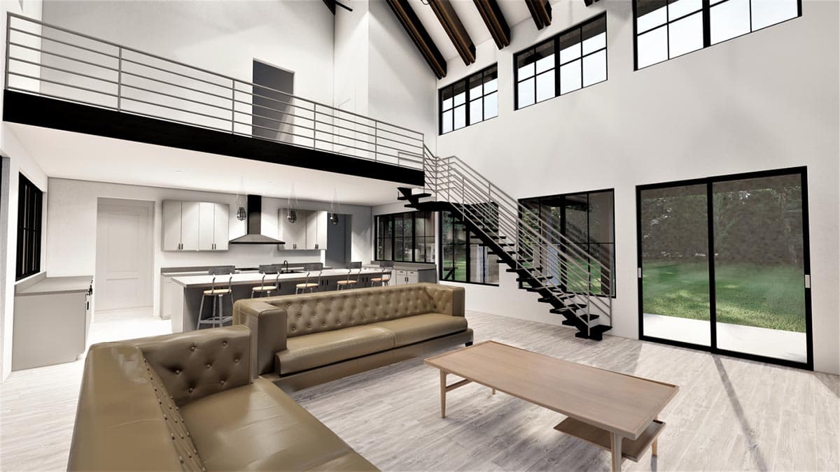 Plan 490095NAH: 3-Bedroom Modern Barndominium-Style House Plan under 2000 Square Feet - Image #7 - Barndominium, Country, Modern Farmhouse, Mountain, New American, Vacation