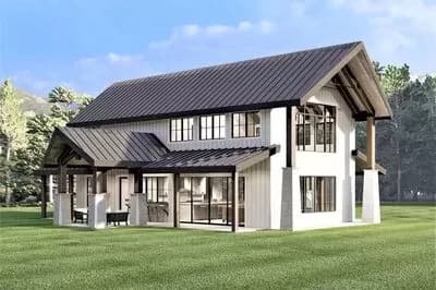 3-Bedroom Modern Barndominium-Style House Plan under 2000 Square Feet