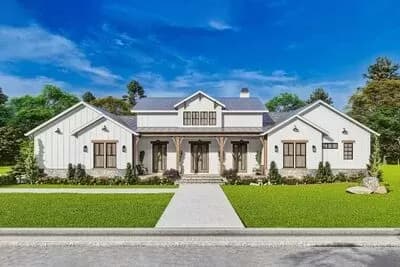 Well-Balanced 1-Story Modern Farmhouse Plan Under 3000 Square Feet