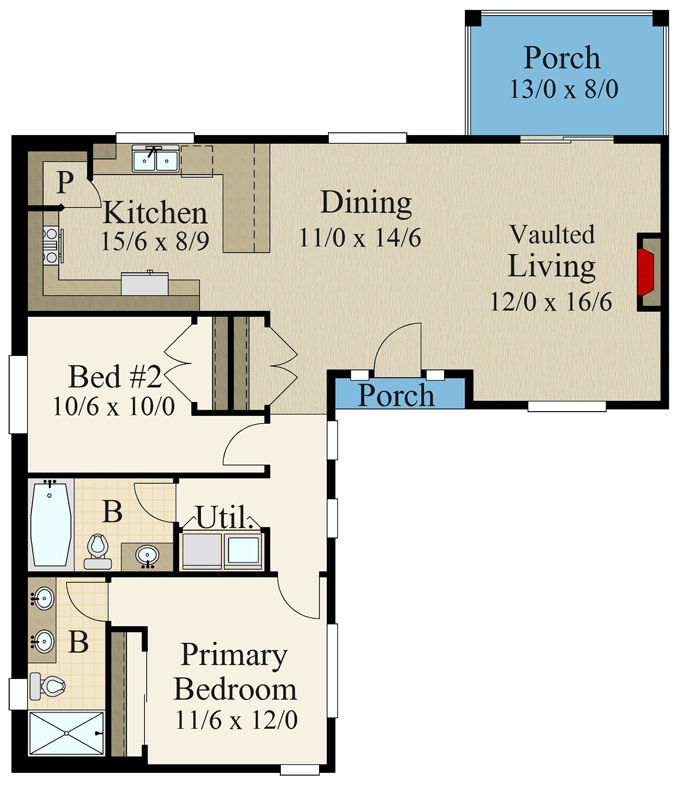 Plan 85374MS: Single Story Modern House Plan with a Sloping Shed Roof - Floor Plan - Main Level - Contemporary, Mid Century Modern, Modern, Northwest, Vacation