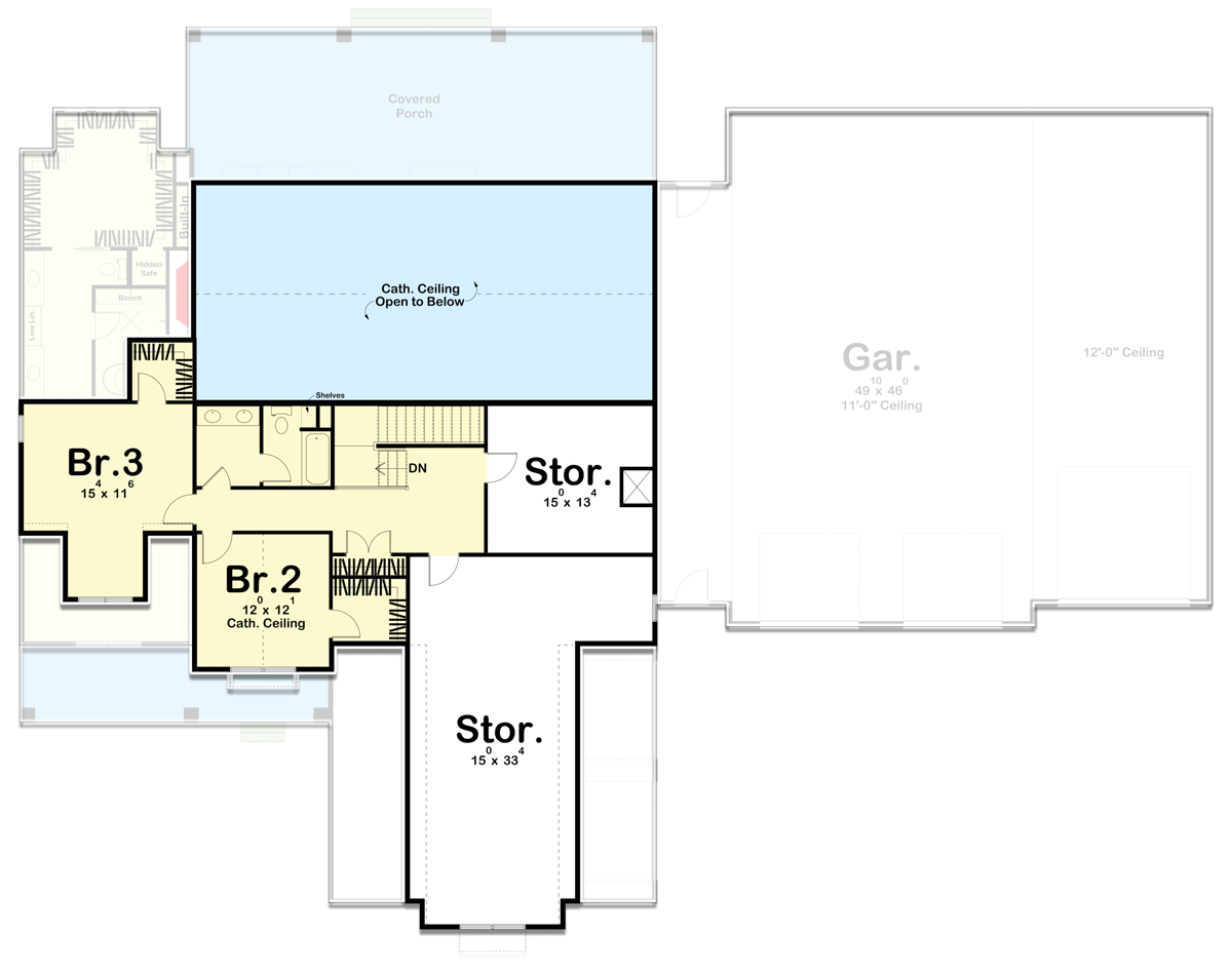 Plan 623175DJ: 3-Bed Modern Farmhouse Plan Under 3000 Square Feet Featuring an Oversized 5-Bay Garage  - Floor Plan - 2nd Floor - Country, Craftsman, Modern Farmhouse, New American, Traditional, Transitional