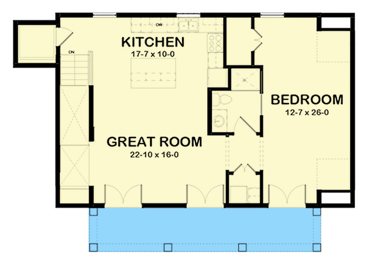 Plan 92032VS: Southern-Style ADU House Plan Under 1000 Square Feet with Elevator - Floor Plan - 2nd Floor - Carriage, Colonial, Louisiana-Style, New Orleans, Southern, Traditional, Vacation