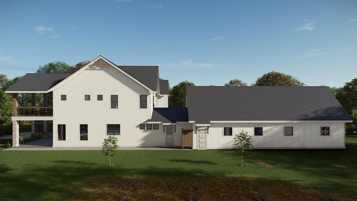 Plan 25432TF: Well-appointed Modern Farmhouse Plan with Stacked Rear Porches and Bunk Room - Image #4 - Country, Farmhouse, Modern Farmhouse, New American