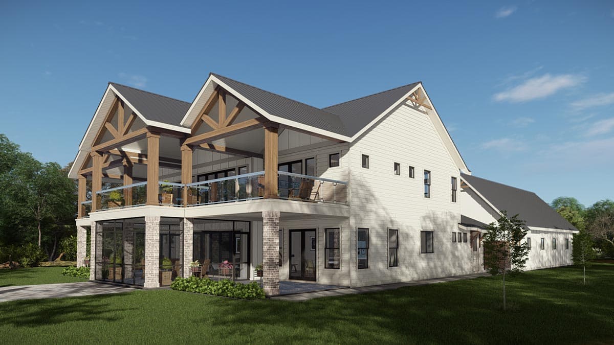 Plan 25432TF: Well-appointed Modern Farmhouse Plan with Stacked Rear Porches and Bunk Room - Image #5 - Country, Farmhouse, Modern Farmhouse, New American
