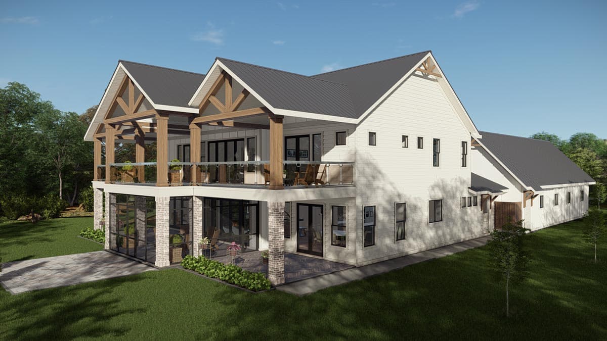 Plan 25432TF: Well-appointed Modern Farmhouse Plan with Stacked Rear Porches and Bunk Room - Image #6 - Country, Farmhouse, Modern Farmhouse, New American