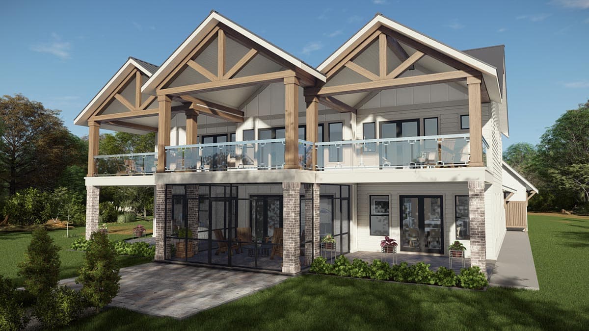 Plan 25432TF: Well-appointed Modern Farmhouse Plan with Stacked Rear Porches and Bunk Room - Image #7 - Country, Farmhouse, Modern Farmhouse, New American