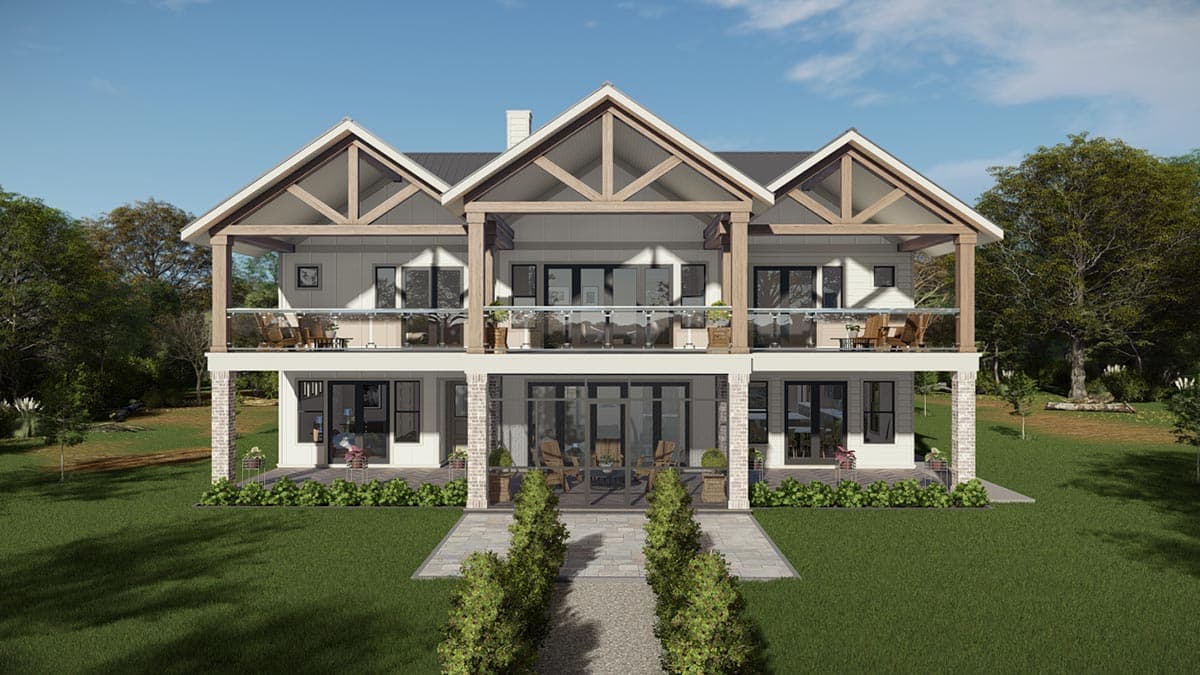 Plan 25432TF: Well-appointed Modern Farmhouse Plan with Stacked Rear Porches and Bunk Room - Image #8 - Country, Farmhouse, Modern Farmhouse, New American