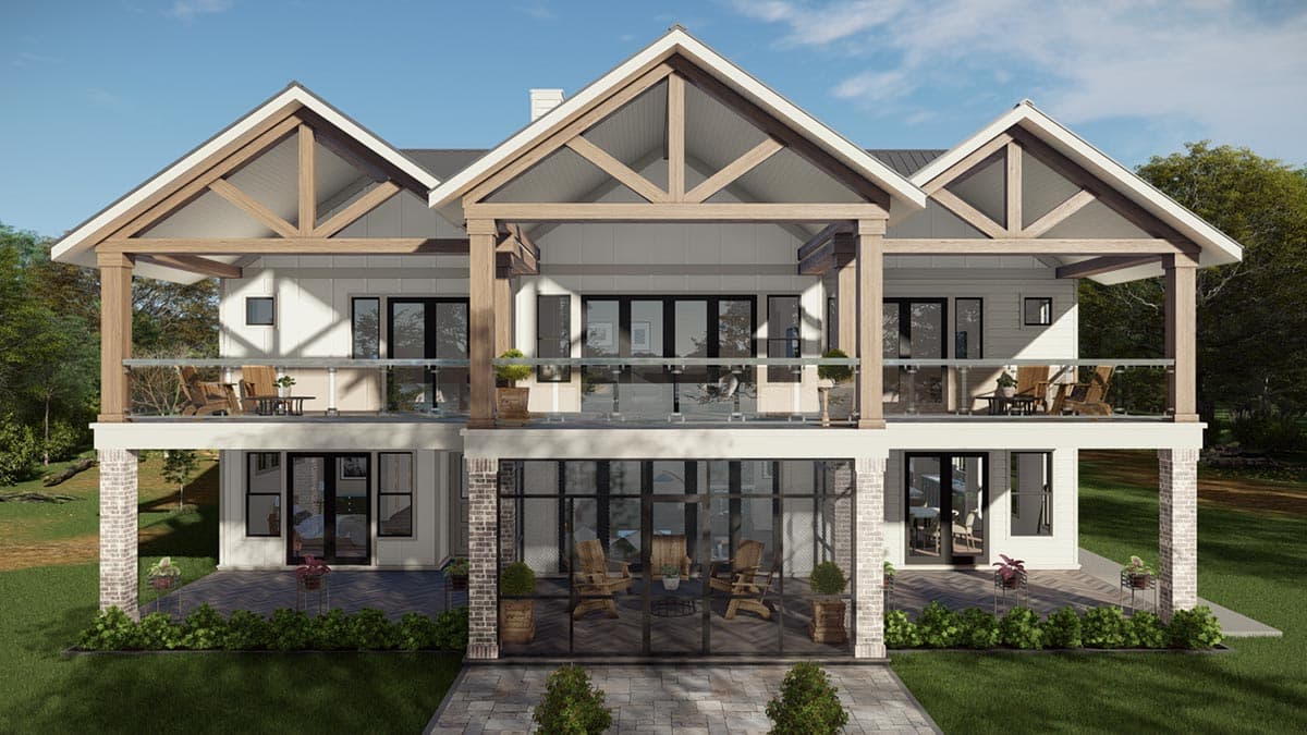 Plan 25432TF: Well-appointed Modern Farmhouse Plan with Stacked Rear Porches and Bunk Room - Image #9 - Country, Farmhouse, Modern Farmhouse, New American