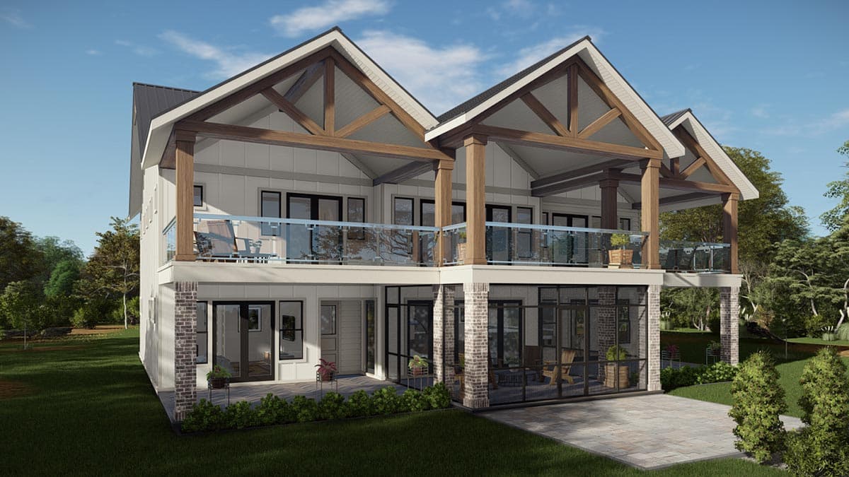 Plan 25432TF: Well-appointed Modern Farmhouse Plan with Stacked Rear Porches and Bunk Room - Image #12 - Country, Farmhouse, Modern Farmhouse, New American