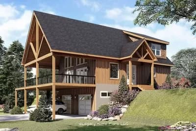 Mountain Home Plan with 2-Story Living and 2-Story Covered Deck