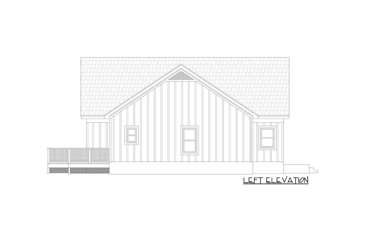 Plan 680061VR: Split Bedroom Vaulted Ranch Home Plan Under 1600 Square Feet with Home Office - Image #4 - Country, Ranch, Rustic, Traditional