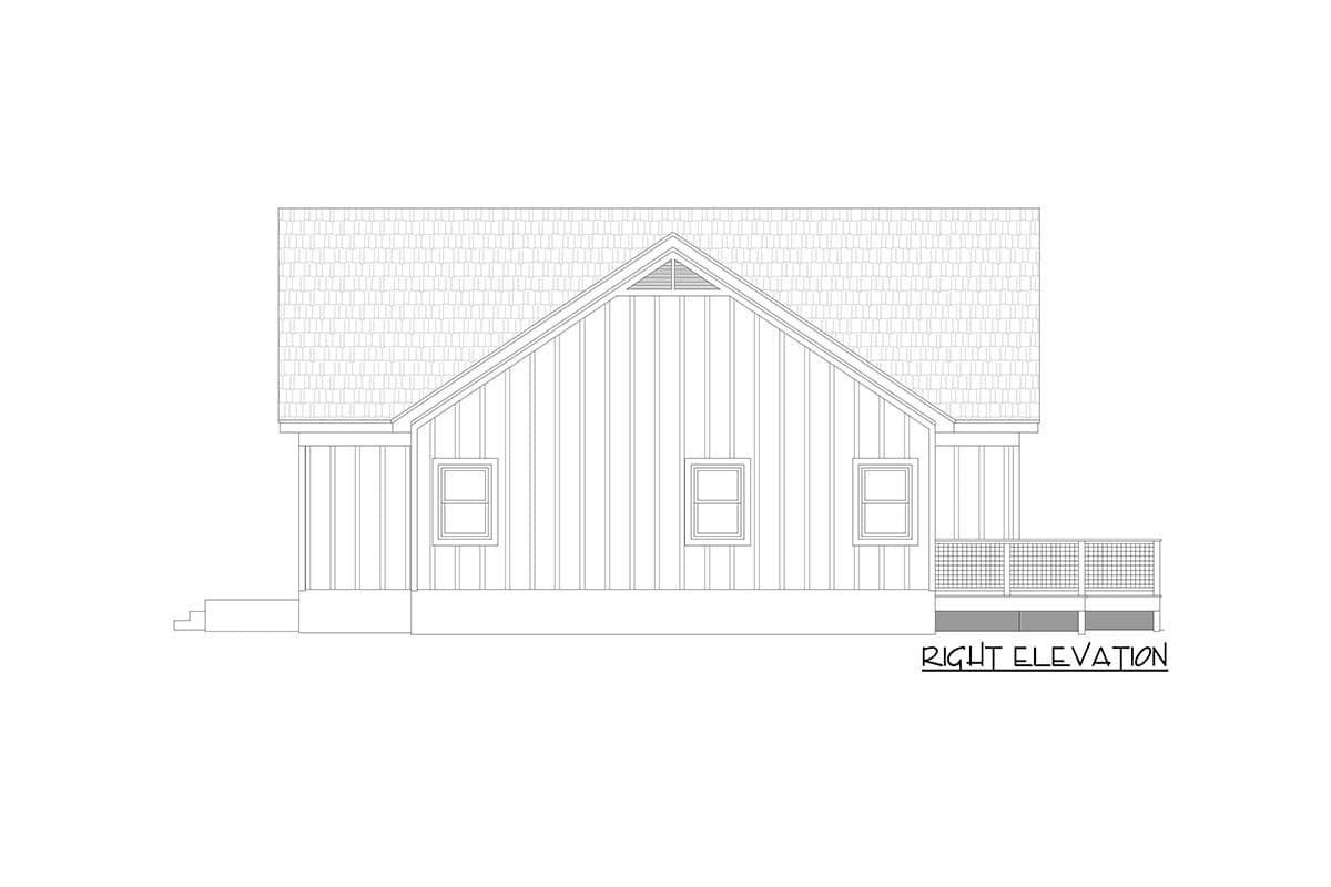 Plan 680061VR: Split Bedroom Vaulted Ranch Home Plan Under 1600 Square Feet with Home Office - Image #6 - Country, Ranch, Rustic, Traditional