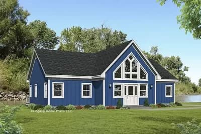 Split Bedroom Vaulted Ranch Home Plan Under 1600 Square Feet with Home Office