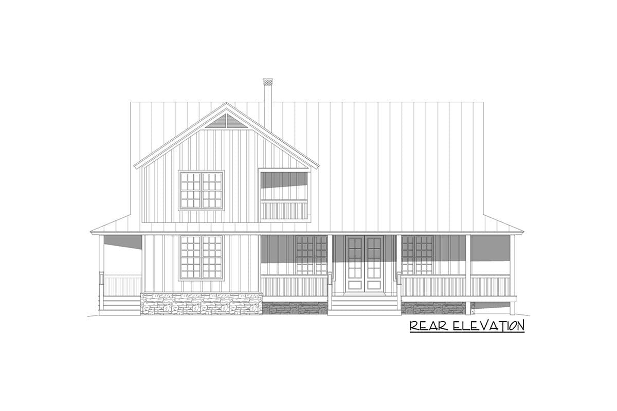 Plan 680062VR: 2200 Square Foot Country Farmhouse Plan with 6-Foot-Deep Wraparound Porch - Image #4 - Country, Farmhouse, Traditional