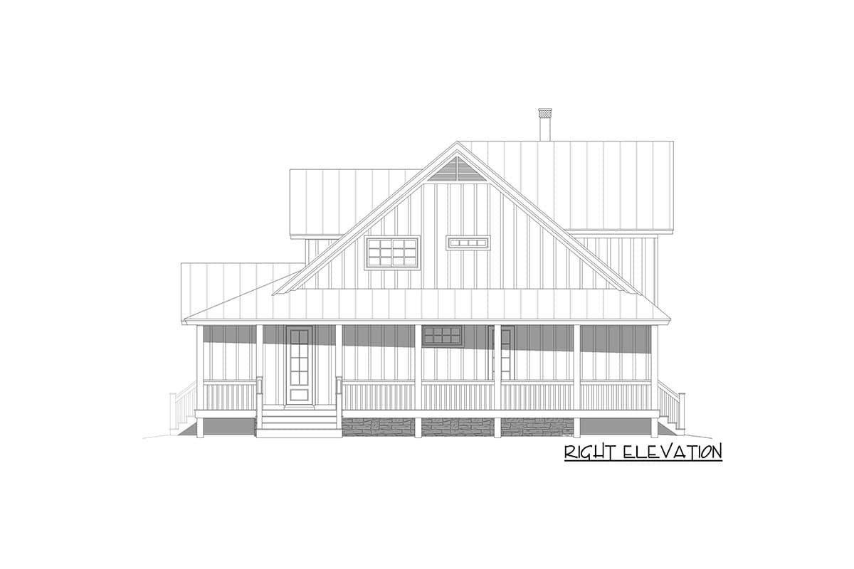 Plan 680062VR: 2200 Square Foot Country Farmhouse Plan with 6-Foot-Deep Wraparound Porch - Image #5 - Country, Farmhouse, Traditional