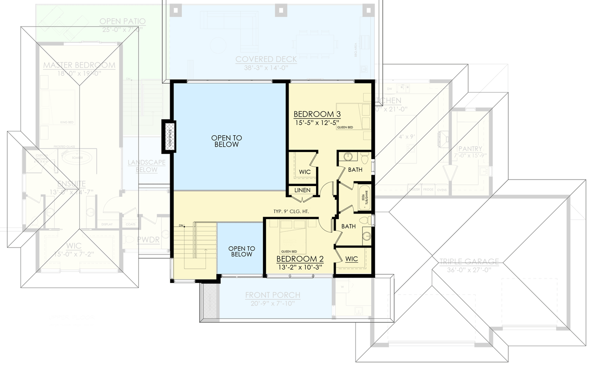 Plan 270066AF: Sleek Contemporary House Plan Under 3500 Square Feet with Lower Level Expansion - Floor Plan - 2nd Floor - Contemporary, Prairie, Ranch, Transitional
