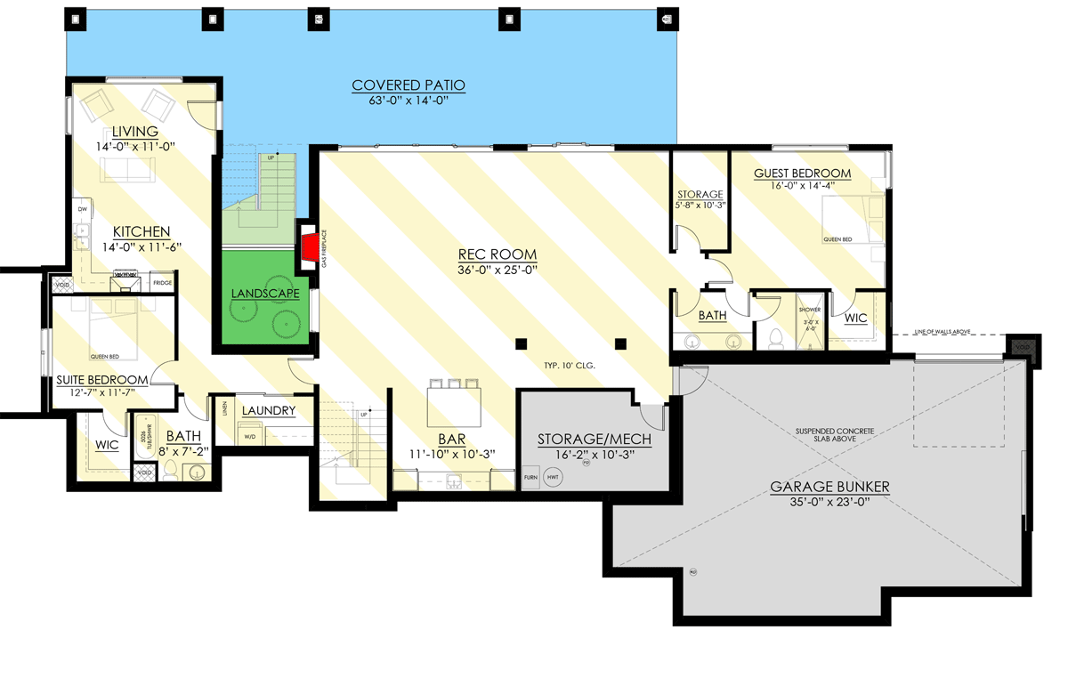 Plan 270066AF: Sleek Contemporary House Plan Under 3500 Square Feet with Lower Level Expansion - Floor Plan - Optional Finished Lower Level - Contemporary, Prairie, Ranch, Transitional