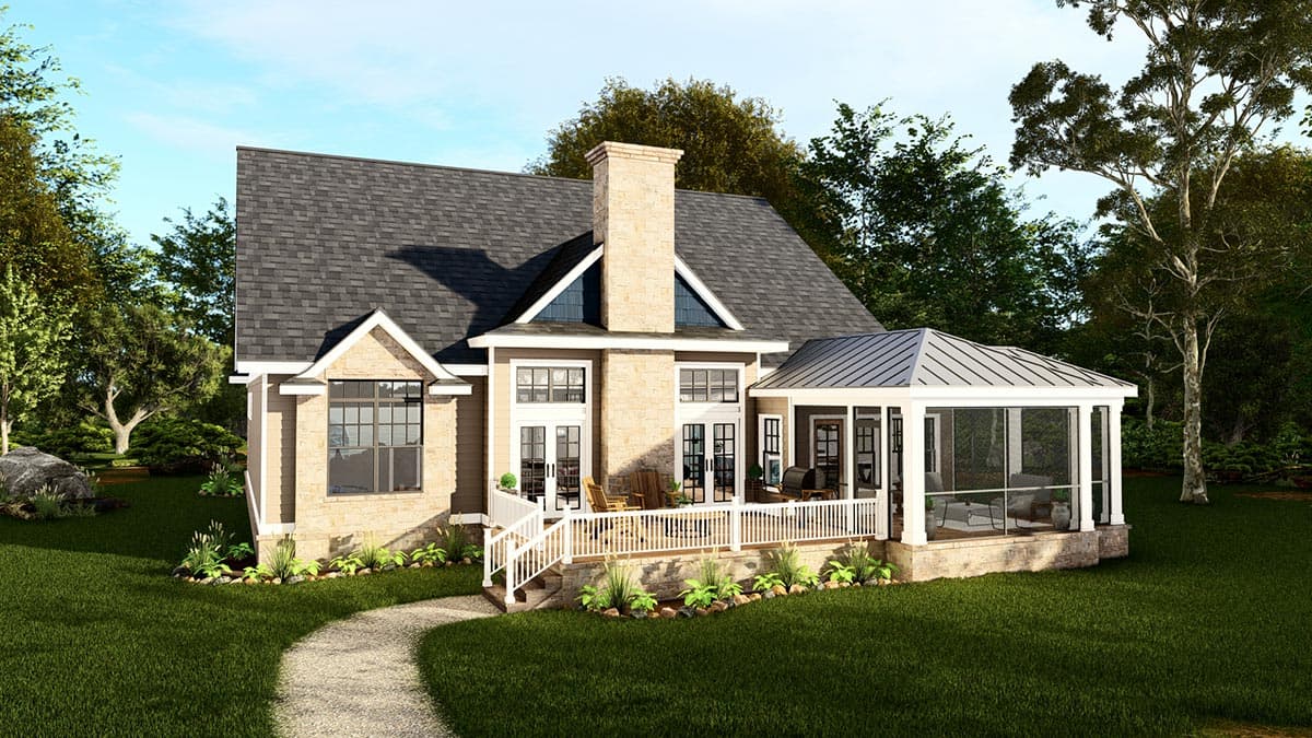 Plan 25431TF: Lake House Retreat with Upstairs Rec Room and 2-Story Living Room - Image #9 - Bungalow, Cottage, Craftsman, New American, Rustic