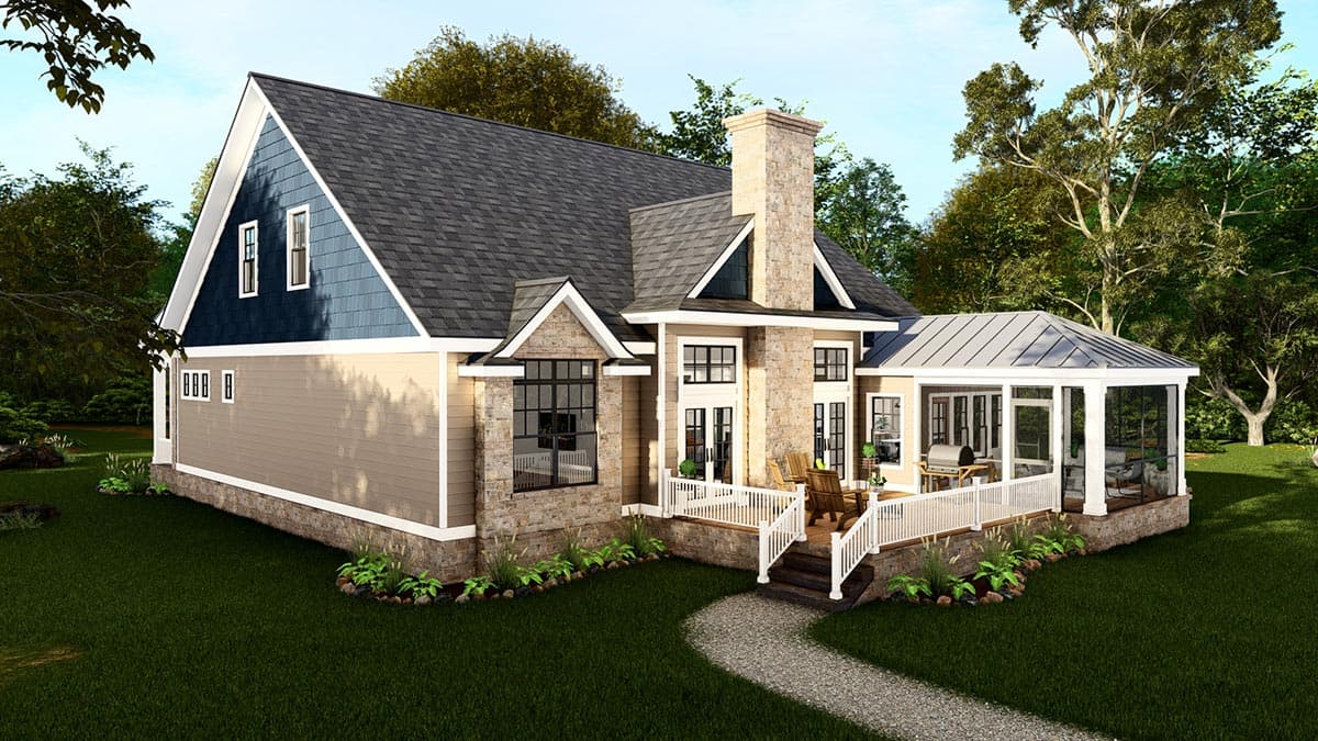 Plan 25431TF: Lake House Retreat with Upstairs Rec Room and 2-Story Living Room - Image #10 - Bungalow, Cottage, Craftsman, New American, Rustic