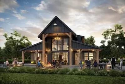 Barndominium-Style Home Plan with Two-Story Great Room and Guest Quarters - 3247 Sq Ft