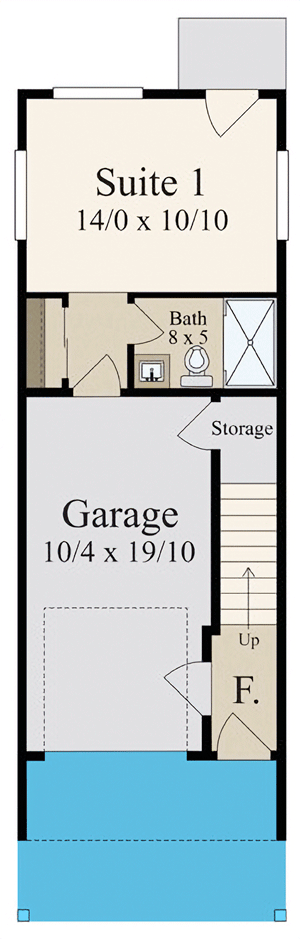 Plan 85379MS: 15-Foot-Wide Skinny 3-Story Modern House Plan - Floor Plan - Main Level - Contemporary, Mid Century Modern, Modern, Northwest