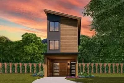 15-Foot-Wide Skinny 3-Story Modern House Plan