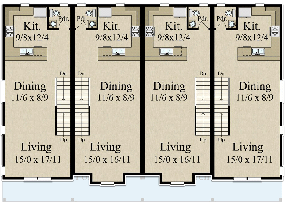 Plan 85380MS: Contemporary New American Multiplex House Plan with 4 Units Each under 1500 Square Feet - Floor Plan - 2nd Floor - Contemporary, New American, Northwest, Transitional