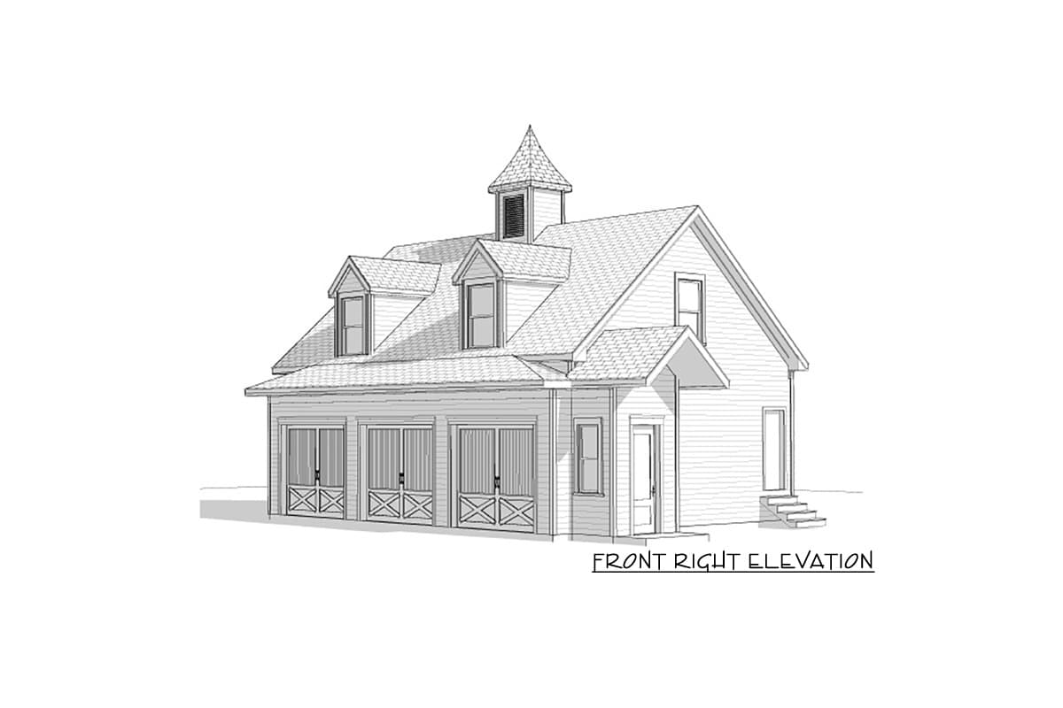 Plan 92033VS: 3-Car Garage with Over 1000 Square Feet of Parking and 700 Square Feet of Future Space Above - Image #5