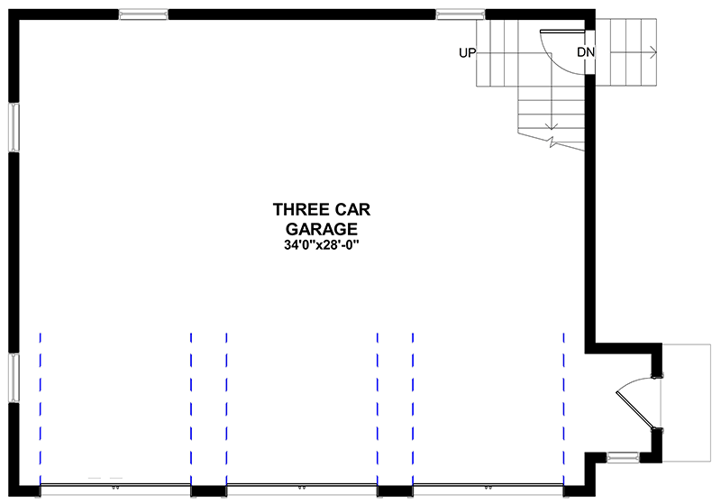 Plan 92033VS: 3-Car Garage with Over 1000 Square Feet of Parking and 700 Square Feet of Future Space Above - Floor Plan - Main Level