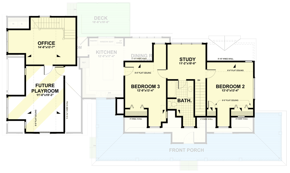 Plan 92038VS: Classic Farmhouse Plan with Wraparound Porch and Private Office above Garage - Floor Plan - 2nd Floor - Country, Farmhouse, Southern, Traditional