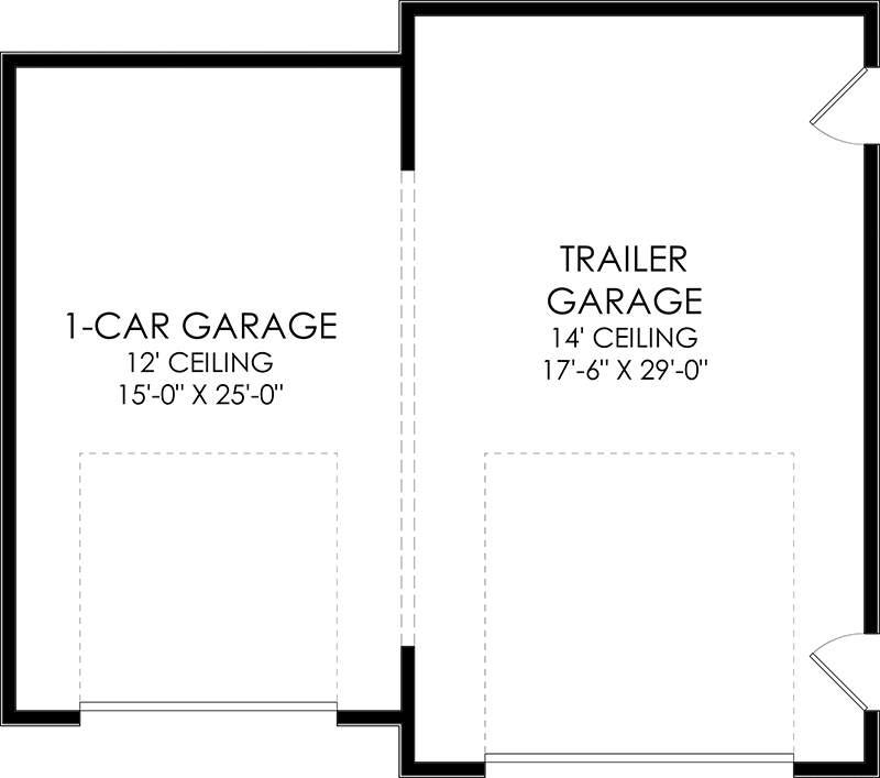 Plan 490100NAH: 2 Bay Rustic Farmhouse-Style Detached Garage - Floor Plan - Main Level - Country, Farmhouse, Rustic
