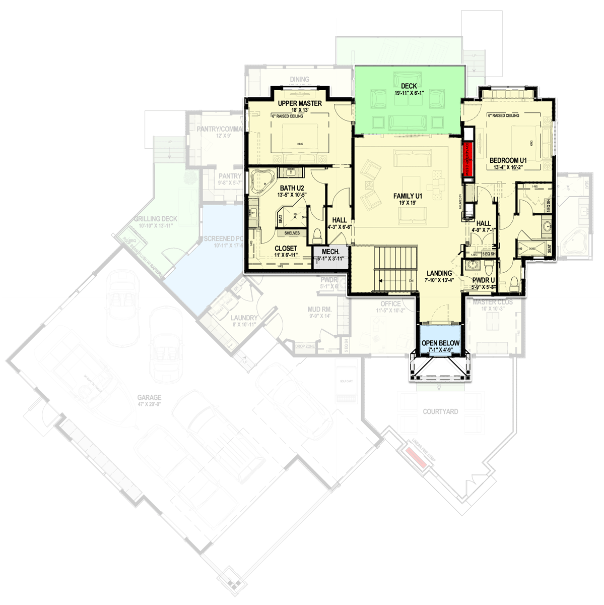Plan 64534SC: Prairie-Style Home Plan with Courtyard Entry and Large Garage - Floor Plan - 2nd Floor - Country, Craftsman, Mountain, Prairie