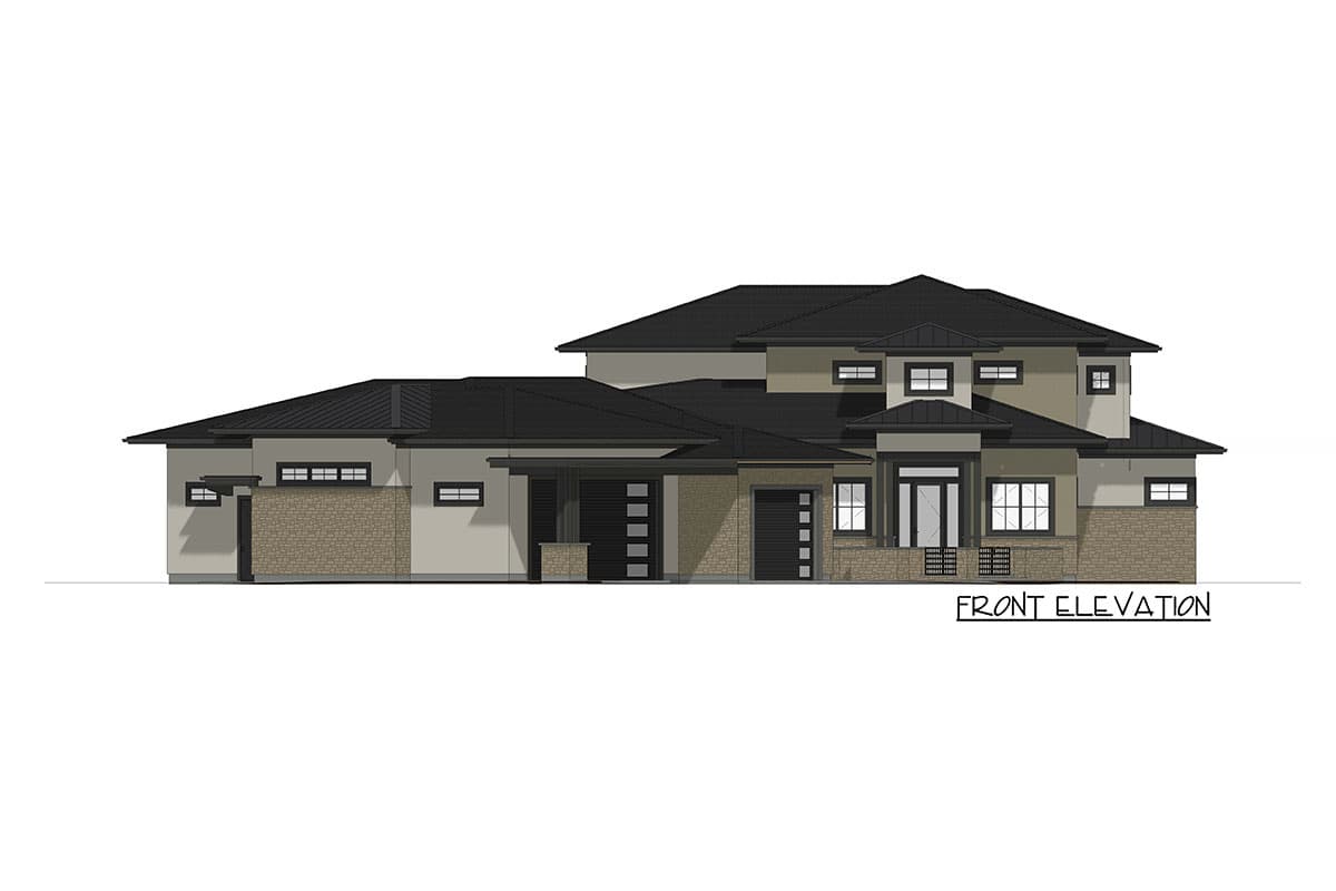 Plan 64534SC: Prairie-Style Home Plan with Courtyard Entry and Large Garage - Image #11 - Country, Craftsman, Mountain, Prairie